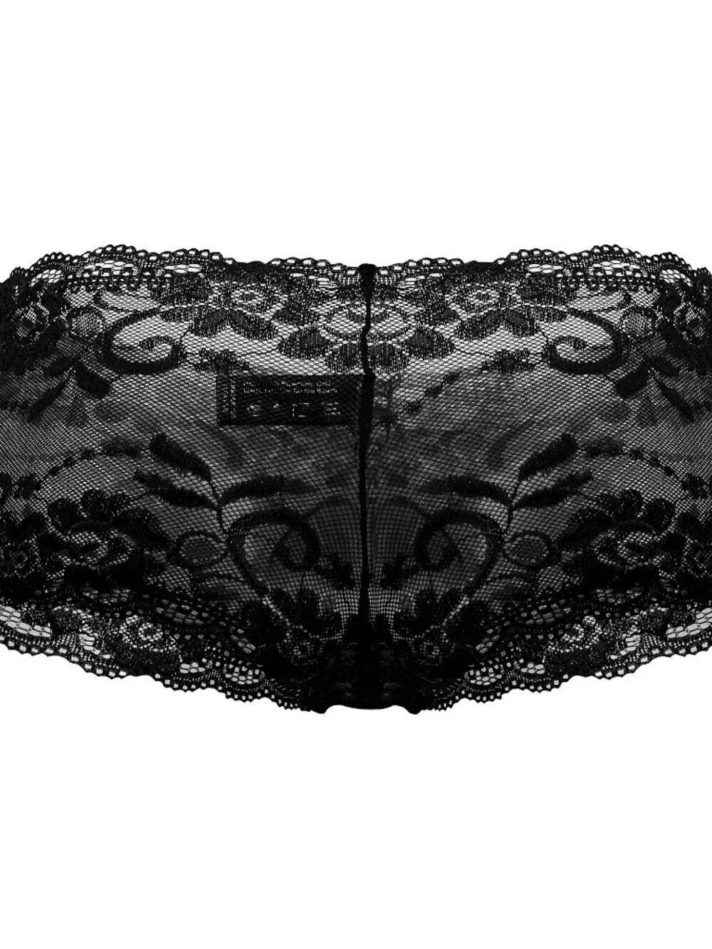 Male Power 127-280 Sassy Lace Mini Short Sheer Pouch Color Black